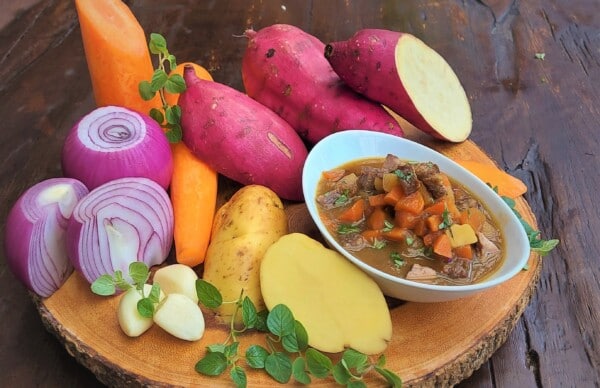 braised beef with carrot and sweet potatoes